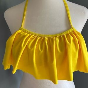 Bright yellow bikini top with ruffle top